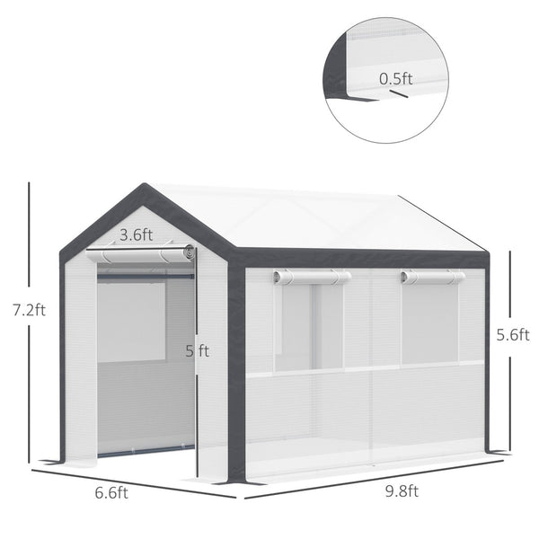 English Elm Outsunny Walk-in Garden Greenhouse Steel Frame Uv Pe Cover Ventilation Windows W2225P217794