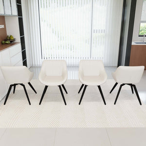 English Elm A Set of 4 Mid-century Pu Leather Dining Chairs with Black Metal Legs W2189S00833