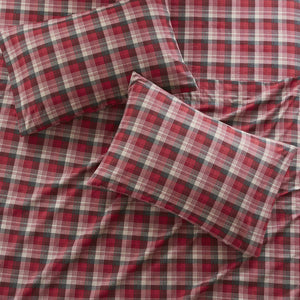 English Elm 4 Pcs Cozy Red Plaid Full Sheet Set - 100% Cotton Flannel For Softness, Warmth & Timeless Style B035P319782