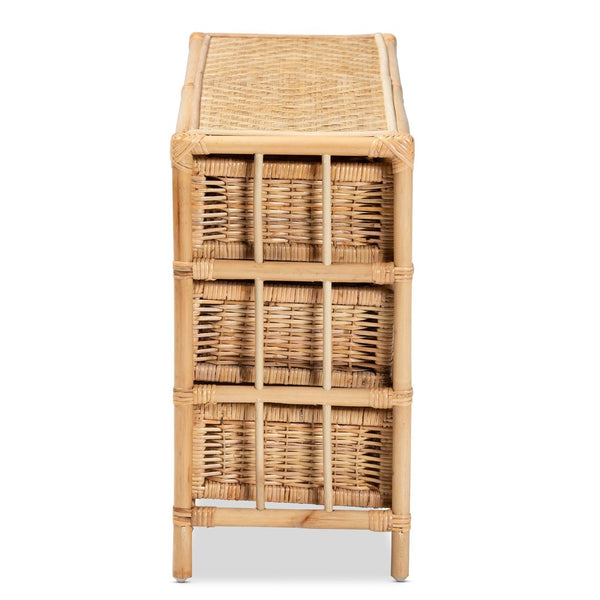 English Elm Modern Woven Rattan Six Drawer Cabinet Bohemian Storage for Bedroom or Living Room B2750P470040