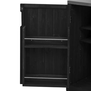 English Elm K&K 66.5" Outdoor Kitchen Island with 1.2" Stainless Steel Top, Ample Storage, Wheels & Bottle Opener Black N707P250629B