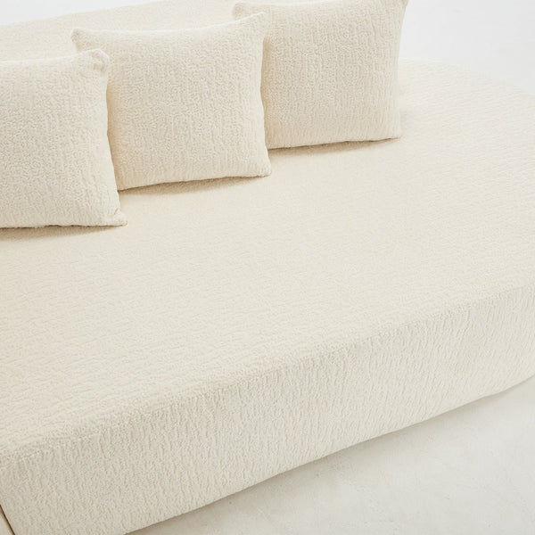 English Elm 110.2 Curved L-Shape Boneless Couch White - Deep-Seat Sectional with 5 Pillows, Memory Foam Comfort W1249S00009