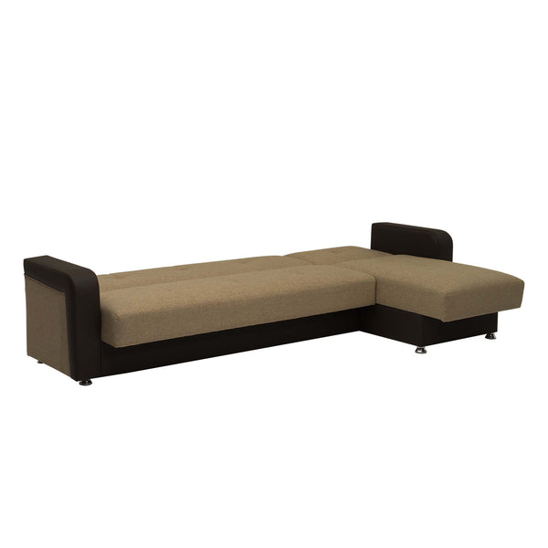 English Elm PrimeNest Concorde Collection Upholstered Convertible Chaise Lounge with Storage, Sleeper, 1500 lb Capacity and Click-Clack Convenience Brown,Brown PU B030P305097