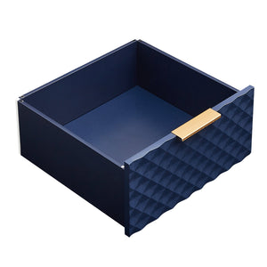 English Elm Deluxe Sculpted Geometric TV Cabinet with Tempered Glass Doors, 4 Drawers, Adjustable Metal Feet, Modern Chic Design Dark Blue W1162P294820