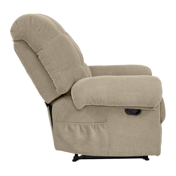English Elm Camel Overstuffed Manual Recliner with High Density Padding for Modern Living Rooms Camel W5568P449829