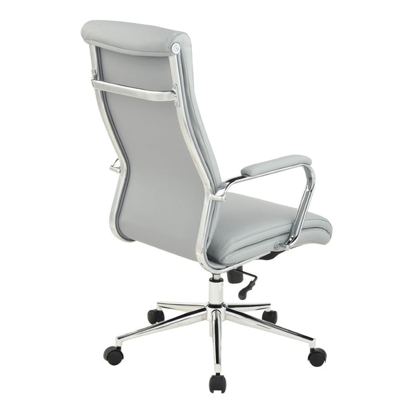 OSP Home Furnishings High Back Ergonomic Manager Chair with Antimicrobial Fabric Chrome Arms and Lumbar Support High Steel 920350C-R112