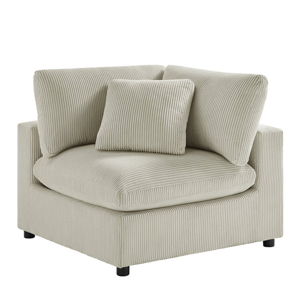 English Elm Chelsea Corner Wedge - Plush Beige Corduroy Chair For Stylish Living Rooms & Cozy Reading Nooks B050P401999
