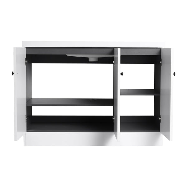 English Elm 48" Freestanding Bathroom Vanity with Thick Resin Sink, Soft-Close Doors, Adjustable Shelves, Durable Finish White W999S00275