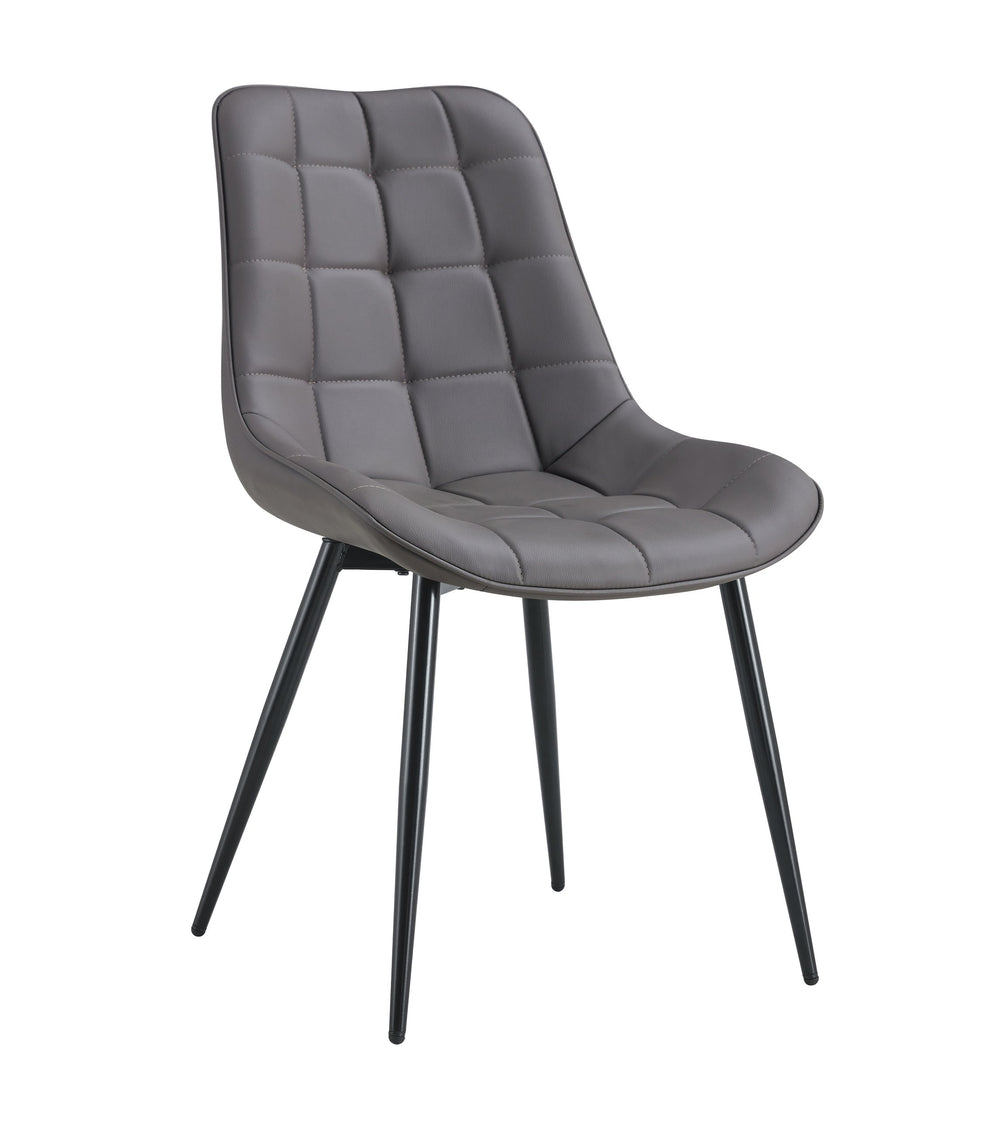 English Elm Modern Dark Grey Fabric Dining Chair with Grid Stitching, Padded Comfort & Black Metal Frame for Stylish Durability W370P207347