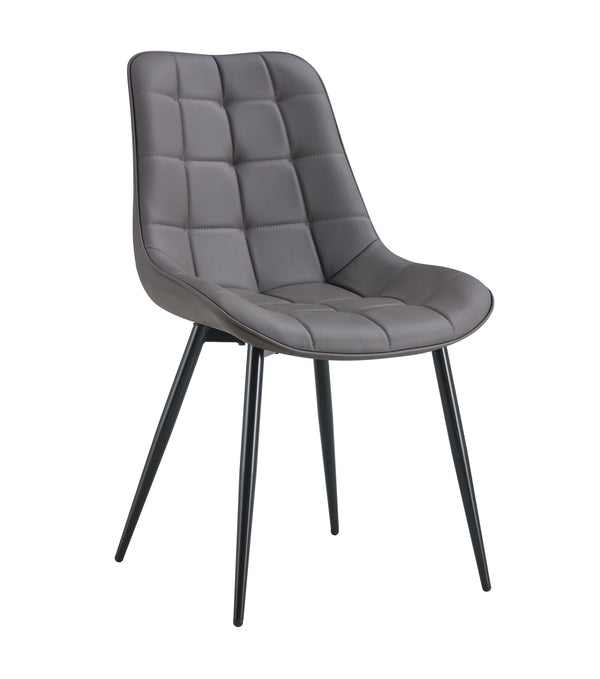 English Elm Modern Dark Grey Fabric Dining Chair with Grid Stitching, Padded Comfort & Black Metal Frame for Stylish Durability W370P207347
