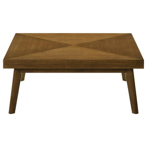 English Elm Aidan Walnut Parquet Square Coffee and End Table Set for Mid-century Living Rooms B062S01692