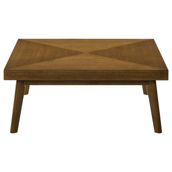 English Elm Aidan Walnut Parquet Square Coffee and End Table Set for Mid-century Living Rooms B062S01692