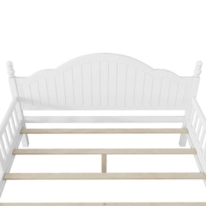 English Elm Full Solid Wood Kids Platform Bed with Guardrail, Low-Profile Durable Pine & MDF, 350LB Capacity White 60.24 L x 23.74 W x 6.5 H W2593P339598