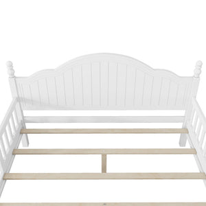 English Elm Twin Low Profile Kids Platform Bed Solid Pine Frame with Guardrails and Storage White W2593P411271
