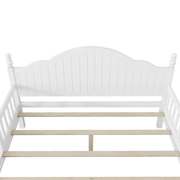 English Elm Twin Low Profile Kids Platform Bed Solid Pine Frame with Guardrails and Storage White W2593P411271