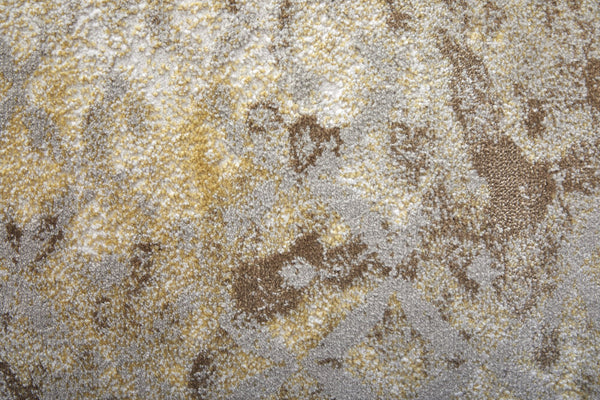 Feizy Rugs Waldor Modern Abstract Distressed Rug - Elegant High-low Pile Design In Gold, Ivory, And Gray Hues Brown,Tan,Ivory Polypropylene,Polyester 73539ncfivygldh13