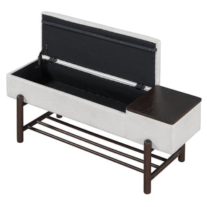 English Elm TREXM Farmhouse Upholstered Storage Bench with Lift-Top Hidden Compartment and Shoe Rack, Durable Comfort Espresso N715P308014P