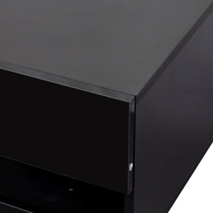 English Elm 180 Wall Mounted Floating 80" TV Stand with 20-Color LED Accent Lighting and Built-In Charging Station Black W331P225208