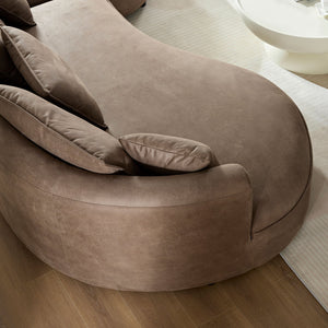 English Elm 128.74 Inch Modern Curved Sectional Sofa Couch - 5-Seat Leathaire Upholstered For Stylish Living Spaces W2582S00141