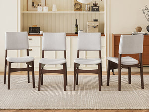 English Elm Upholstered Stackable Dining Chairs Linen Fabric Rubberwood Frame Rustic Set of 2 Walnut N752P327192D