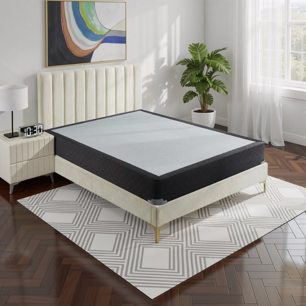 English Elm Maynard Twin Box Spring Foundation with Grey Fabric Cover and Metal Support Frame B062P468080