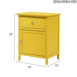 English Elm Vibrant Yellow Nightstand with Drawer 25"H x19"W x15"D — Bright Ready-to-Use Accent for Small Spaces B078108005