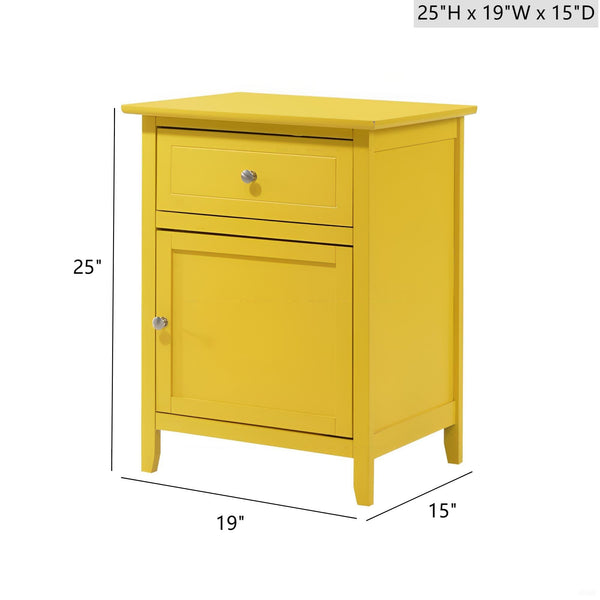 English Elm Vibrant Yellow Nightstand with Drawer 25"H x19"W x15"D — Bright Ready-to-Use Accent for Small Spaces B078108005