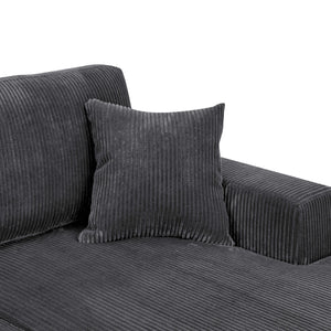English Elm 3 Corduroy Double-Chaise Sectional Sofa with Removable Covers, Foam Cushions & Minimalist Design Gray B343S00007