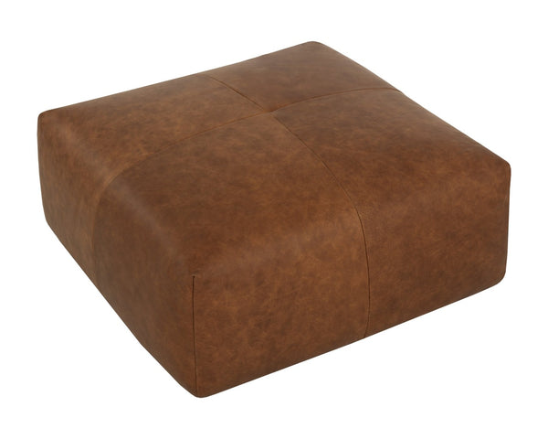 Sunpan ELIO Ottoman in Rich Cognac Leather - Timeless Italian Craftsmanship for Versatile Living Spaces 111265