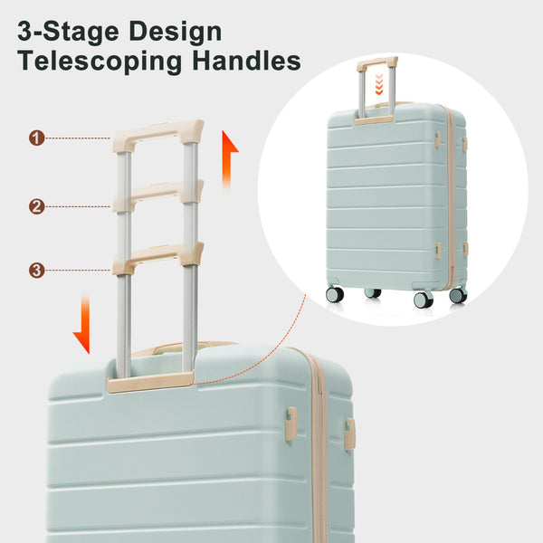 English Elm Premium Abs Hardshell 3 Piece Suitcase Set with Tsa Locks and Spinner Wheels Green N726P296022E