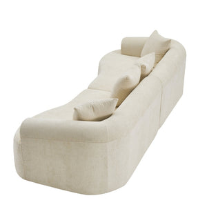 English Elm Curved Chenille Modular Sectional Sofa Boneless High-density Foam for Apartment Living White W3728S00007
