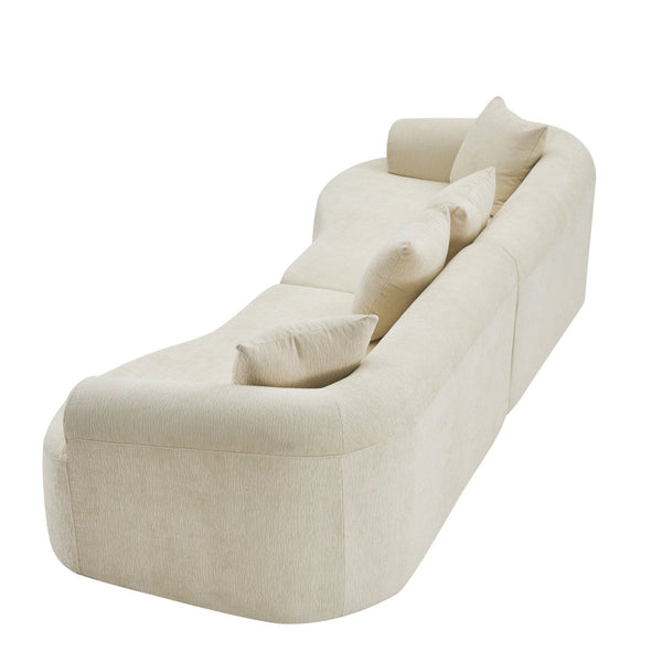 English Elm Curved Chenille Modular Sectional Sofa Boneless High-density Foam for Apartment Living White W3728S00007