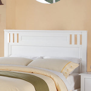 English Elm Simple Modern Full Size Bedframe with Carved Vertical Lines, Rubberwood MDF Construction, Elegant Design White 80 L x 8 W x 4 H B011S01986