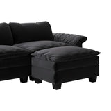 English Elm Living Room Furniture Luxury Sectional Sofa Couch With Ottoman Soft Velvet Upholstered Sofa Black