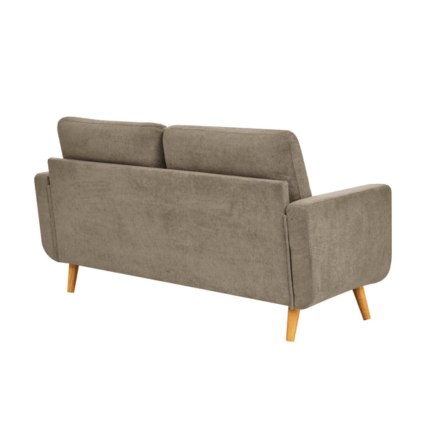 English Elm 67.7" Mid-Century Modern Tufted Upholstered Loveseat Sofa With Splayed Solid Wood Legs, Chic Seating khaki B343P339290