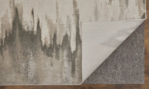 Feizy Rugs Micah Modern Abstract Low Pile Area Rug - Soft, Stain & Fade Resistant, Perfect For High Traffic Spaces Gray,Taupe,Ivory Polyester,Polypropylene 69439lqfivyslvg22