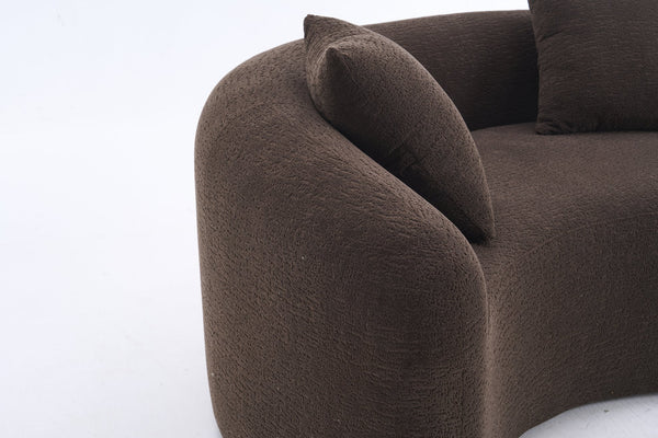 English Elm LY-042 Ergonomic Dual-Depth Loveseat Sofa, Brown Chenille, Zen Modular Design, 400 lb Capacity W2231P329732