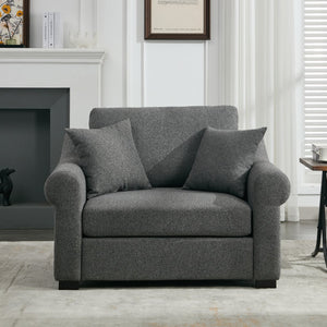 English Elm Modern Oversized Chenille Armchair with Wide Armrests, Removable Covers, Sturdy L-Shape Legs for Cozy Lounging Grey 38.5 L x 28 W x 15.75 H BS701P188662G