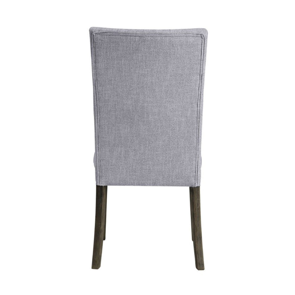 English Elm Set Of 2 Gray Linen Upholstered Side Chairs With Button-Tufted Backs & Gray Oak Finish Design B016P314467-GIGA
