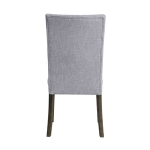 English Elm Set Of 2 Gray Linen Upholstered Side Chairs With Button-Tufted Backs & Gray Oak Finish Design B016P314467-GIGA