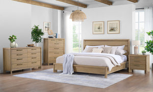 English Elm Wallace & Bay - Queen Panel Bed Frame in Brown Wood with Unique Panel Headboard, Slats Included, Sturdy Design B361S00019