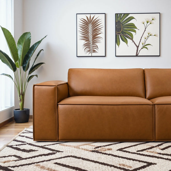 English Elm Uvalde Vegan Leather Sofa with Tapered Legs and Low Profile Mid-century Design B183P423276