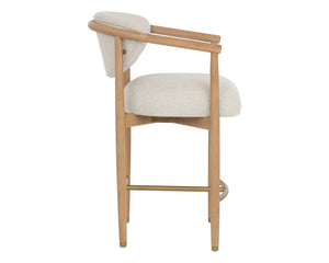 Sunpan SIGRID Counter Stool - Scandinavian Style Light Oak Frame with Monument Oatmeal Upholstery Comfort 112155