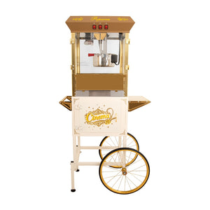 English Elm 16oz Commercial Popcorn Machine with Steel Cart Tempered Glass and 3 Switch Panel Golden White W2841P337589