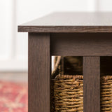 English Elm Walker Edison - Coastal Coffee Table With Lower Shelf And Faux Rattan Baskets - Espresso