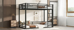 English Elm Metal Twin Xl Bunk Bed Frame - Heavy-Duty, Noise-Reduced Design For Kids, Teens & Adults, Black Finish W1580S00157