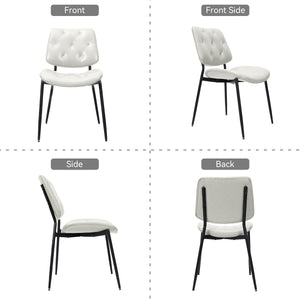 English Elm Dining Chairs Set Of 2 - Modern Pu Leather Upholstered Side Chairs For Comfort & Style In White T3950P394503