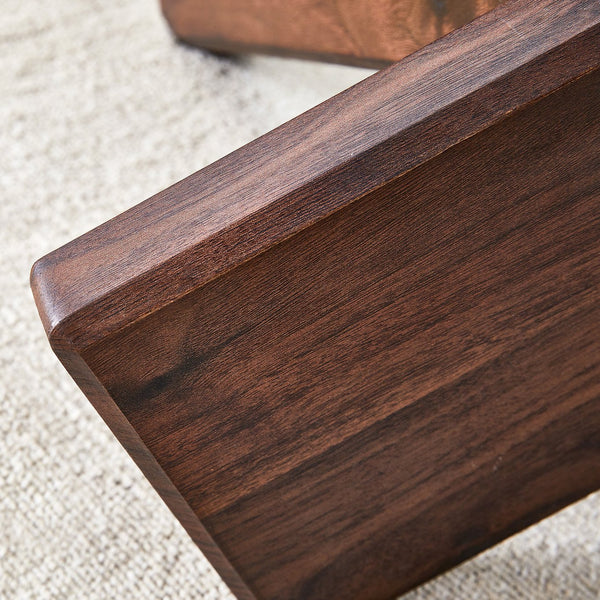 English Elm Round glass coffee table with tempered clear top, walnut MDF legs, adjustable anti-slip feet, modern centerpiece W1151P230572