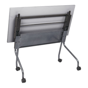 OSP Home Furnishings 4' Nesting Training Table with Powder Coated Steel Frame and Flip Top for Offices Grey 84224TG