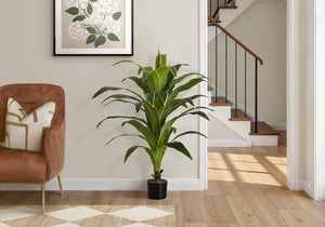 English Elm Artificial Dracaena Floor Tree 47 Inch Faux Real Touch Leaves Black Pot Decor B2710P220041